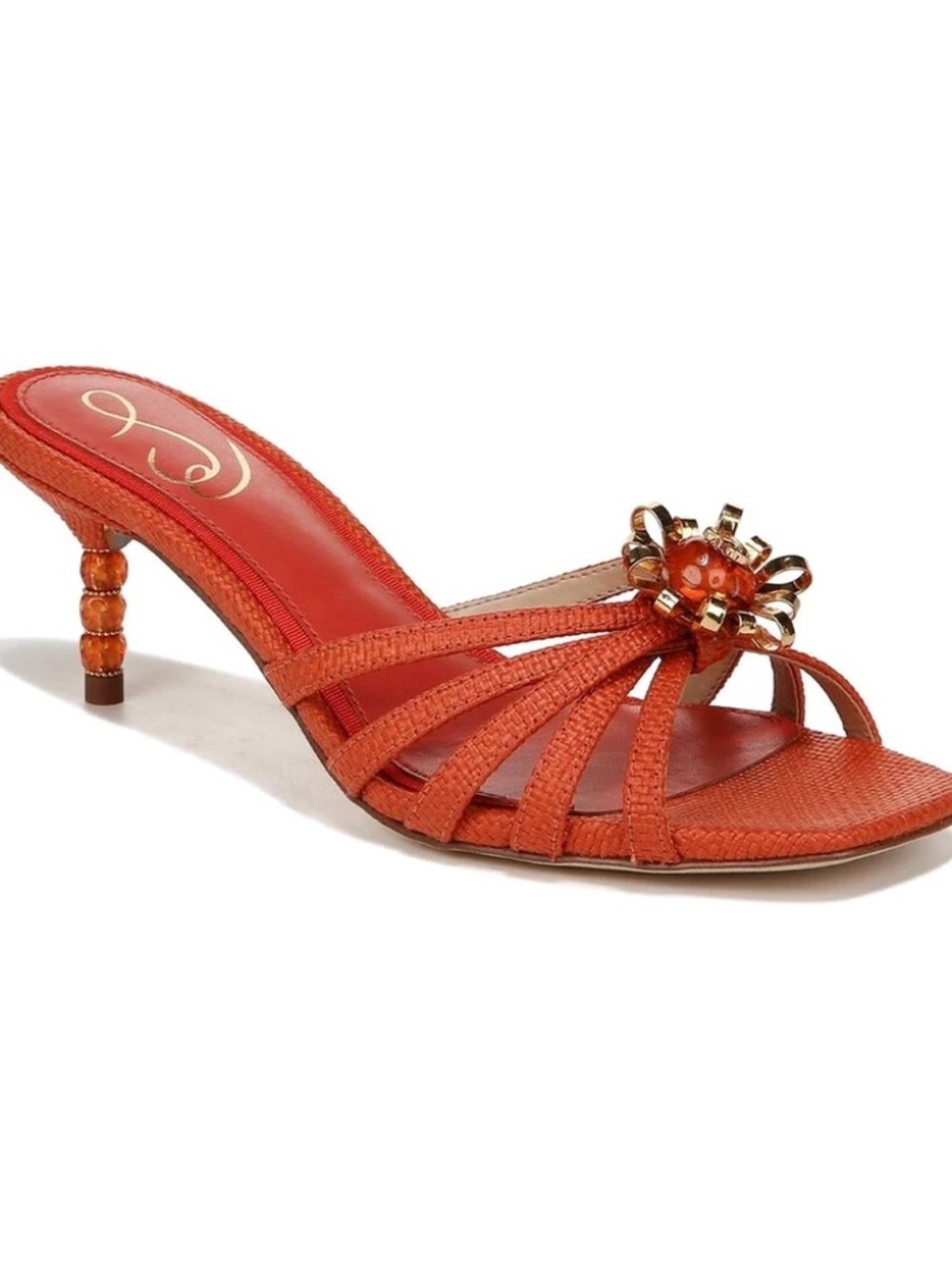 Sam Edelman Posey Heeled Sandals in Terra Orange Raffia Women's Size 8.5
